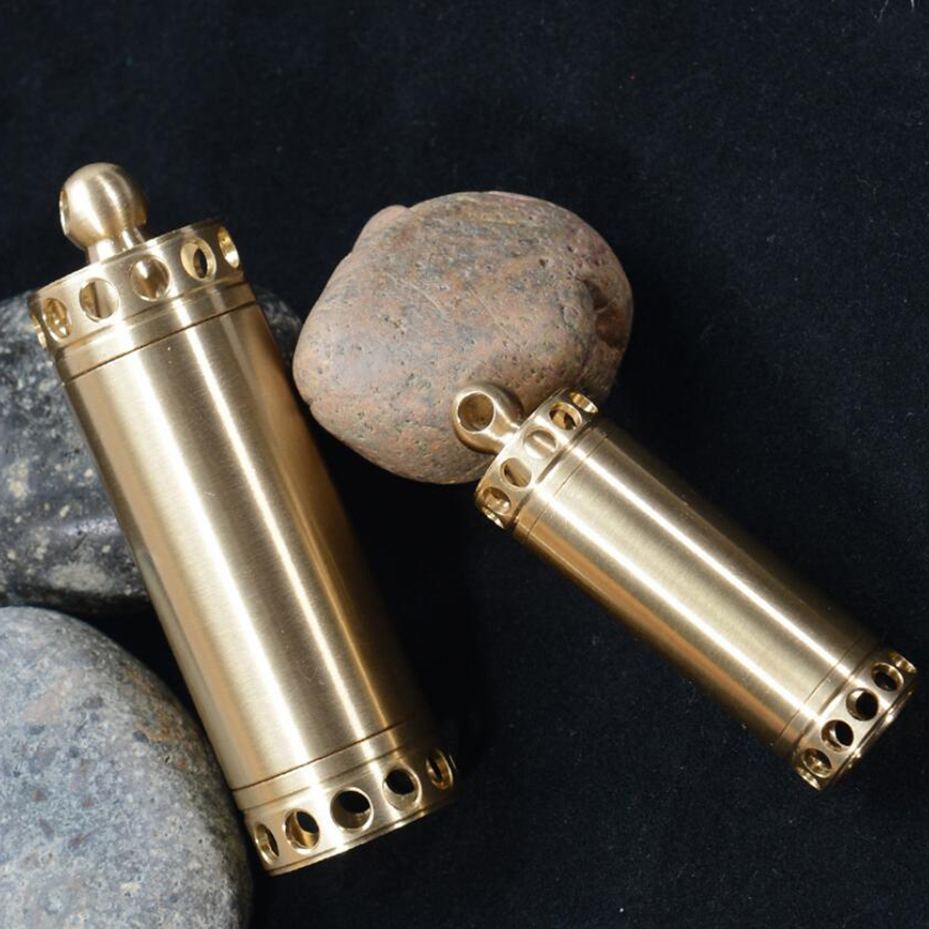 Pill Box Keychain Waterproof Brass Pill Organizer for Outdoor Travel Camping