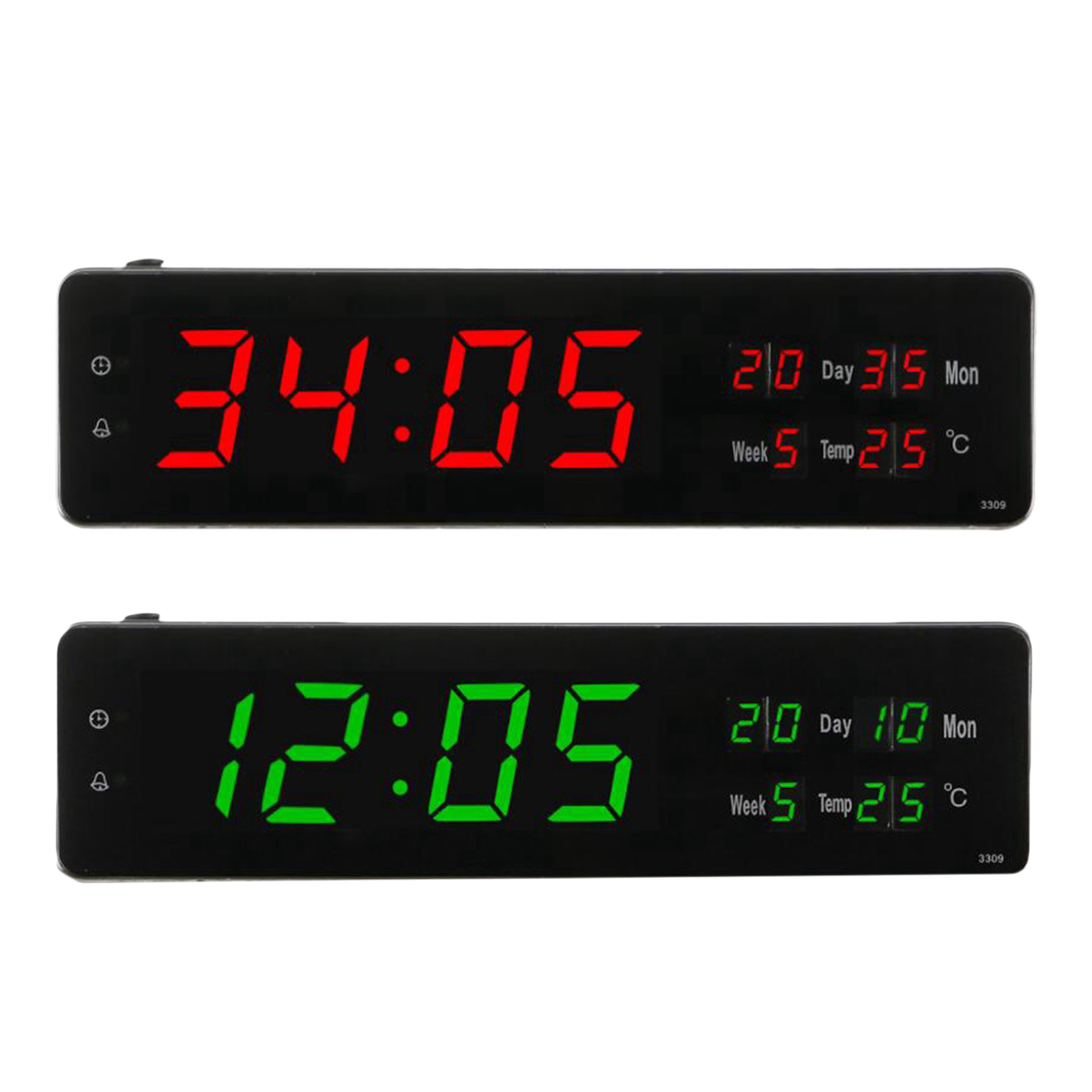 Large LED Digital Alarm Clocks Desktop Bedside Wall Clock 24 Hours Display Calender Temperature Week for Study