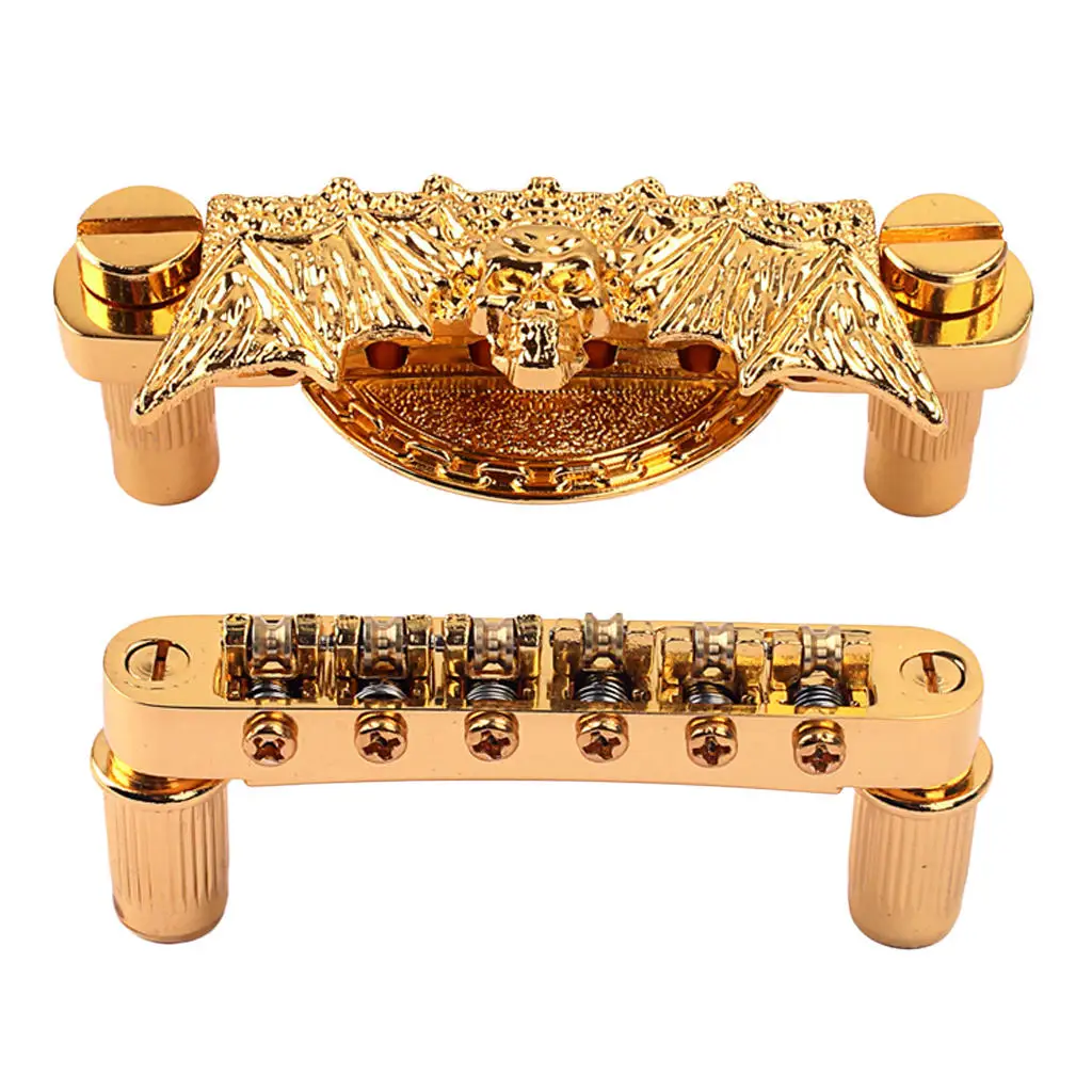 1 Set Guitar Roller Saddle And Bridge Tailpiece Gold 6 String Replacement