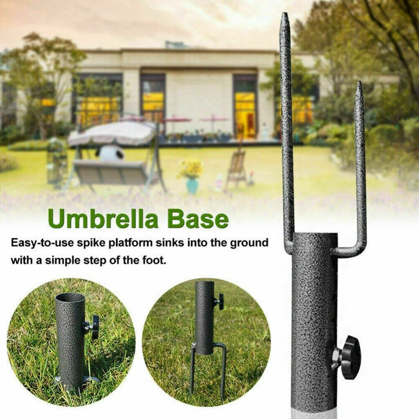 Patio Fishing Umbrella Base Stand Ground Spike Metal Heavy Duty Anchor