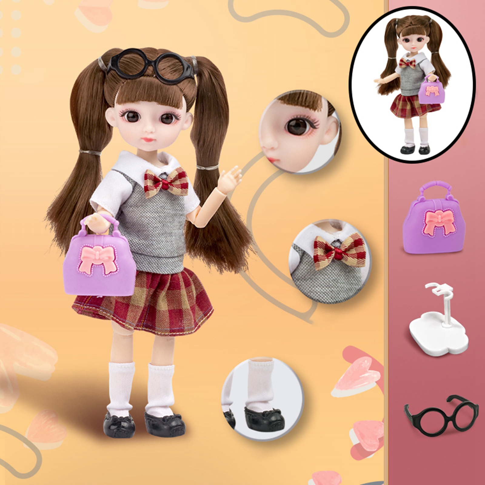 Cute Girl BJD Dolls 20cm Joints Doll Ball Jointed Dolls Wearing Clothing Sweater Skirt Suit Full Set Toys for Girls