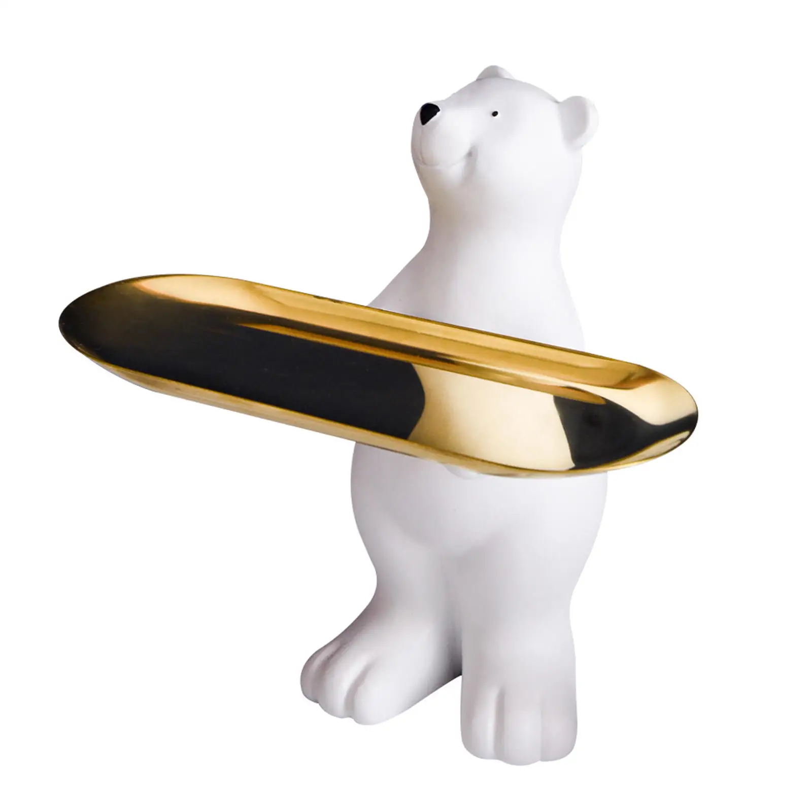 Polar Bear Statue Storage Tray Holder Candy Dish Nordic Porch Table Decor