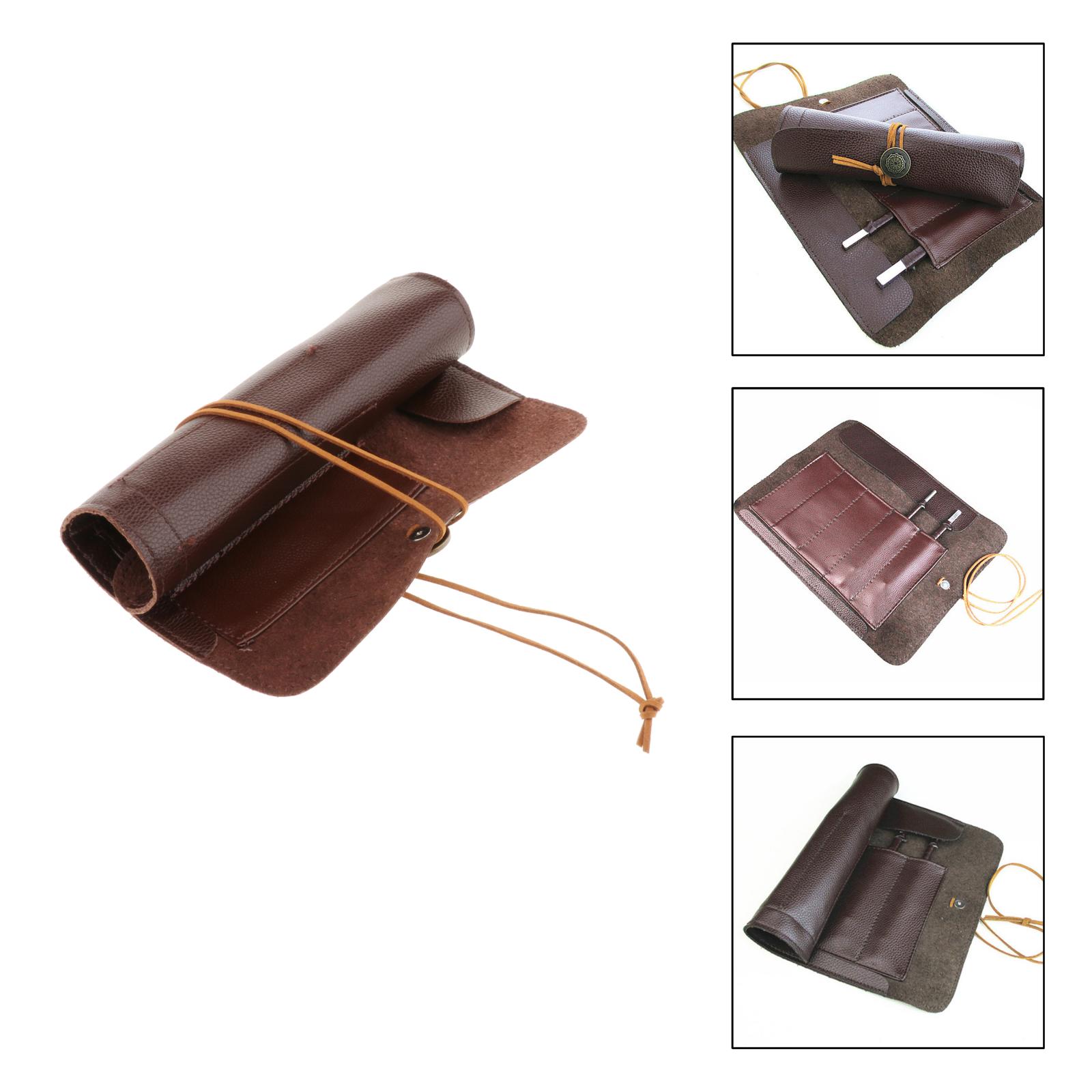 Knives Roll Up Bag Cover Case PU Leather Wrap Organizer Knife Pouch Tool Bag