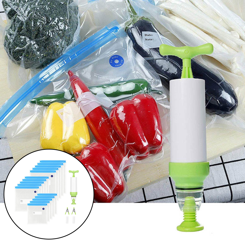 20Pcs Vacuum Sealer Bags Reusable Food Storage Bag Household Vacuum Food Sealer Bag With Hand Pump Sealing Clips