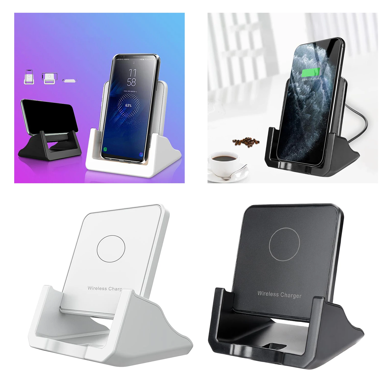 15W Qi Wireless Fast Charger Charging Dock for  12/11 Pro/11/XR/XS/X/8, It can be charged with Case cover
