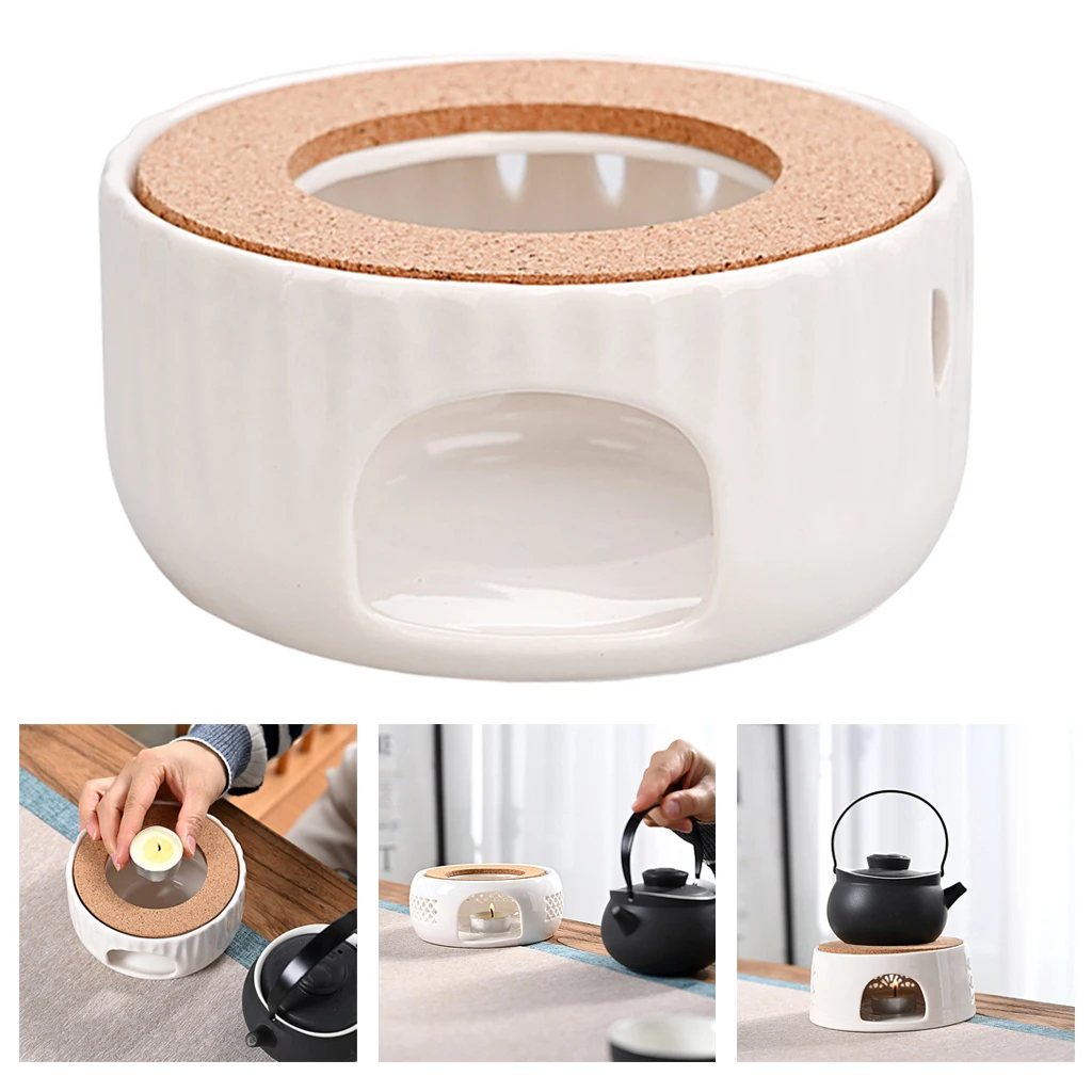 Ceramic Teapot Warmer Tea Light White Decorative Tea Heater Warming Holder