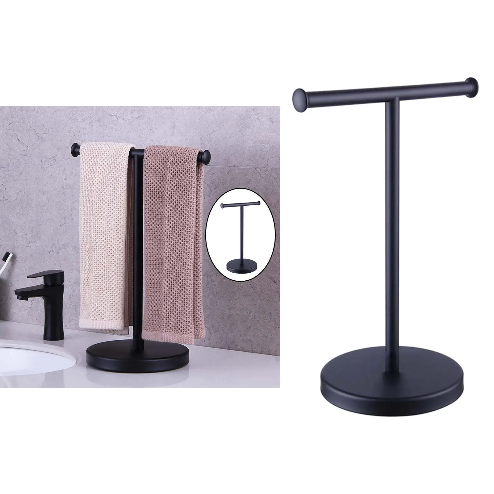 Stainless Steel Jewelry Standing Movable Accessories T Shape Towel Holder Stand Towel Rack Bath Stand for Home Bathroom Kitchen