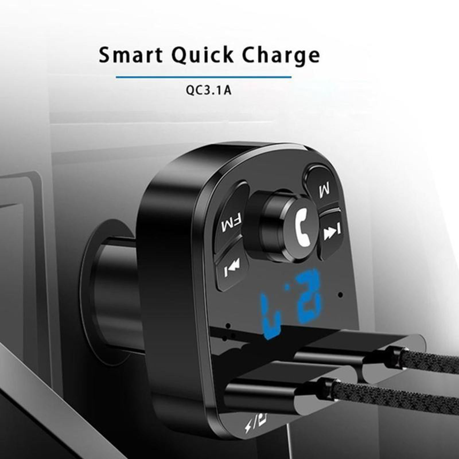 Universal Radio Receiver Handsfree Call Car Charger Bluetooth FM Transmitter 2 inch LED Screen 12V/3.1A for All Smartphones