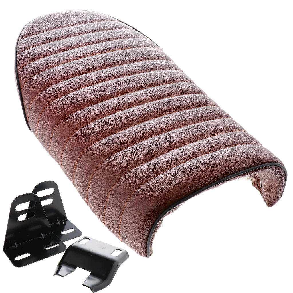 Waterproof Flat Brat Universal Cafe Racer Seat Vintage Saddle For HONDA CG125 with Mounting Accessories