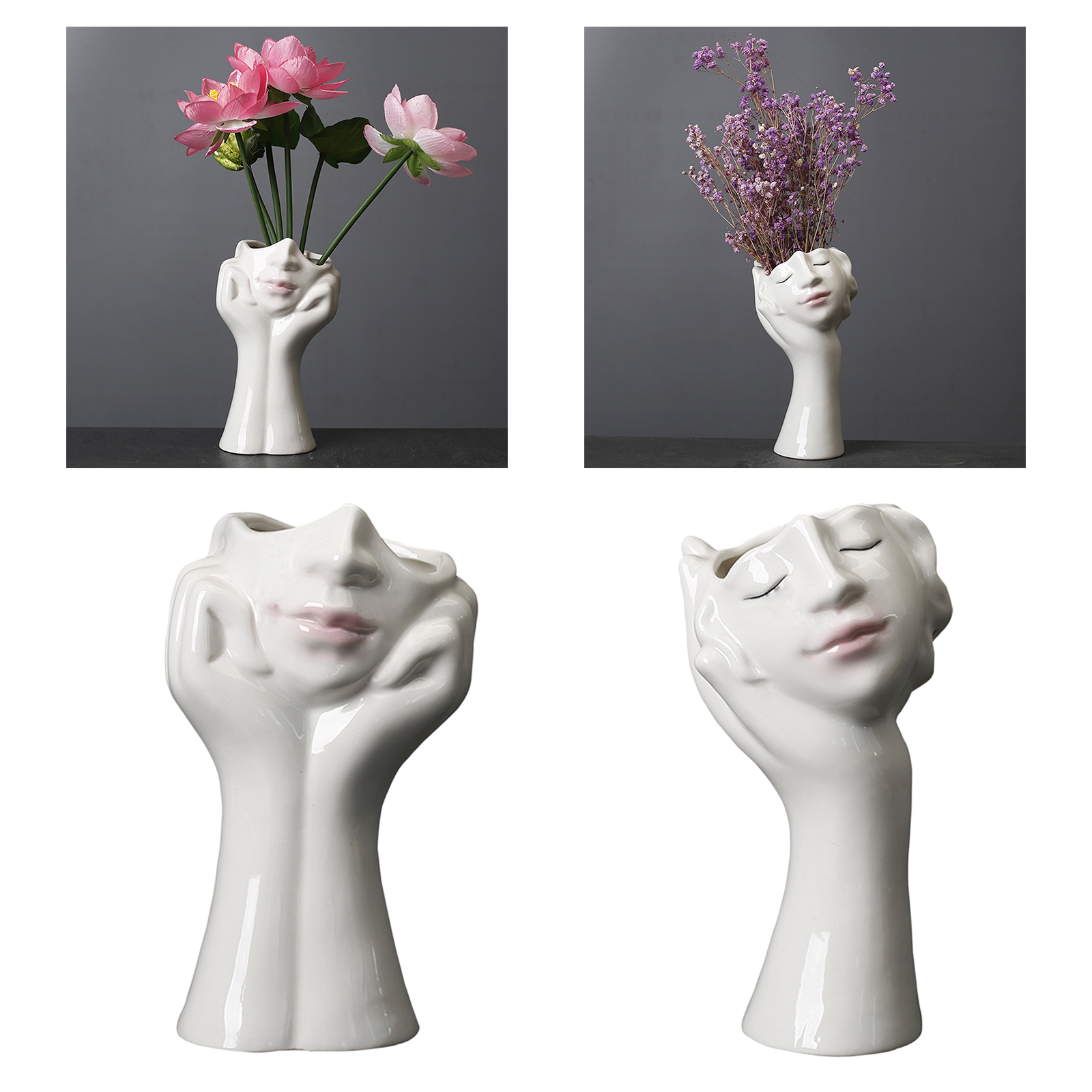 Lady Face Head Planter Vase Flowers Arrangement Vase Flowers Succulent Pots Garden Ornament Portrait Jars