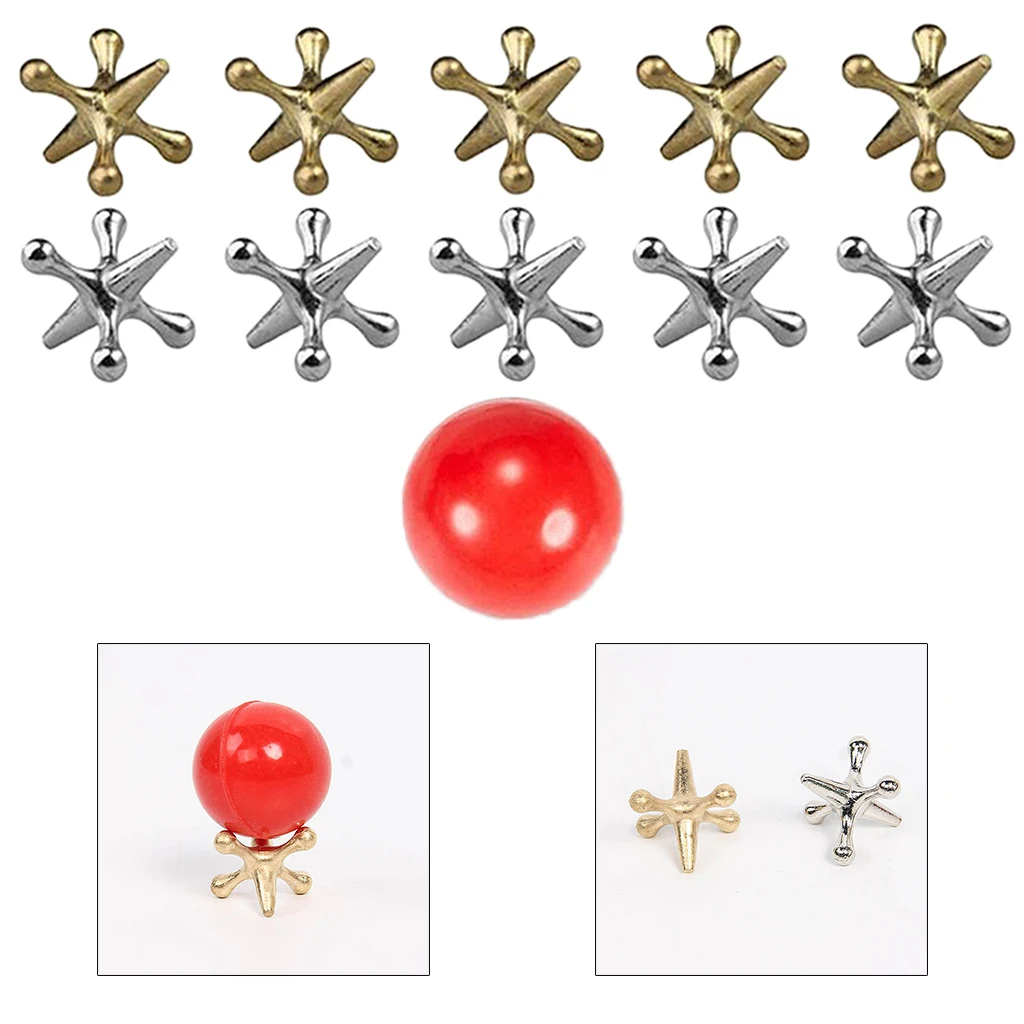 Jacks Game Metal Crosses Ball Knucklebones Fivestones Classic Board Game