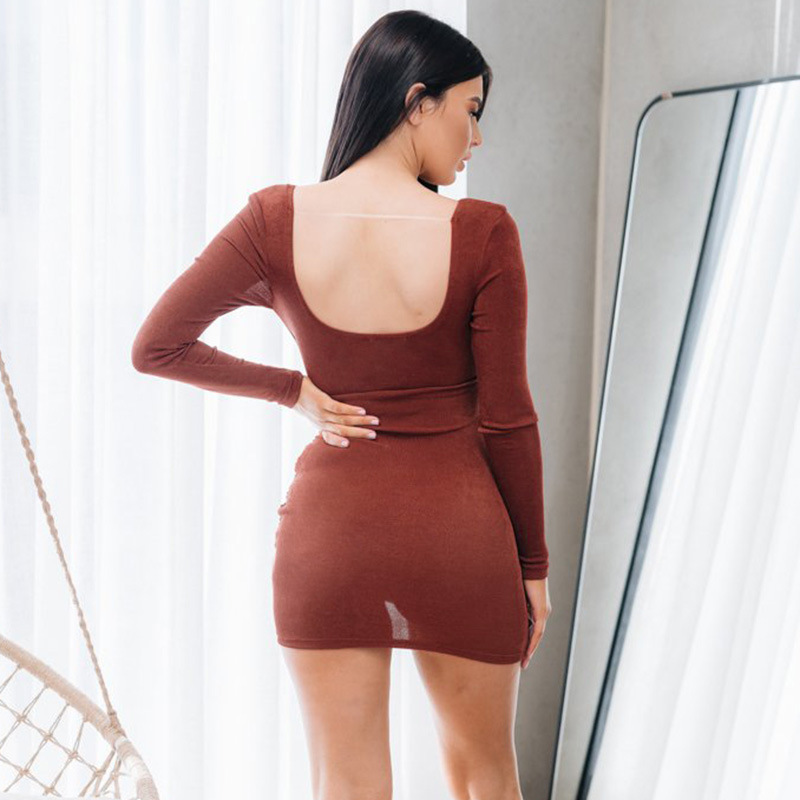 Waliicorners V Neck Hollow Out Bodycon Mini Dress SClub Elegant Dresses Long Sleeve Drawstring Dress 10 H8ce63f2c42724e189272c4c53a090694h