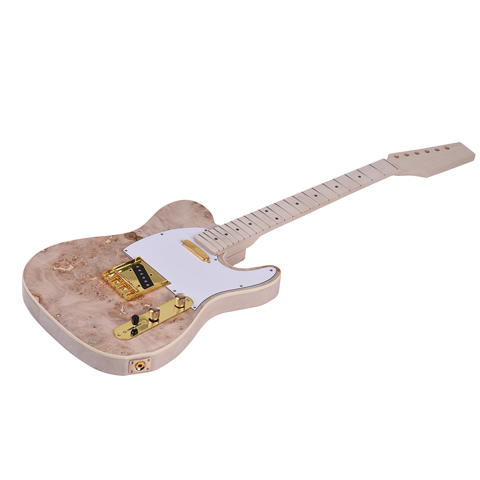 Unfinished Electric Guitar Kits 6 Strings Burl Surface DIY Electric Bass Kits Luthier Guitar Lover Gift