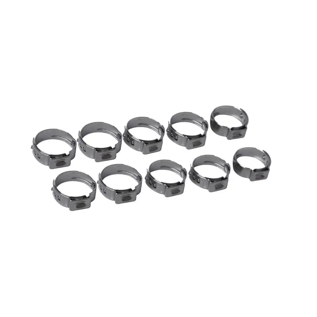 10 Pieces Single Ear Stainless Steel Hose Clamps Coolant Gas 9.4-11.9mm