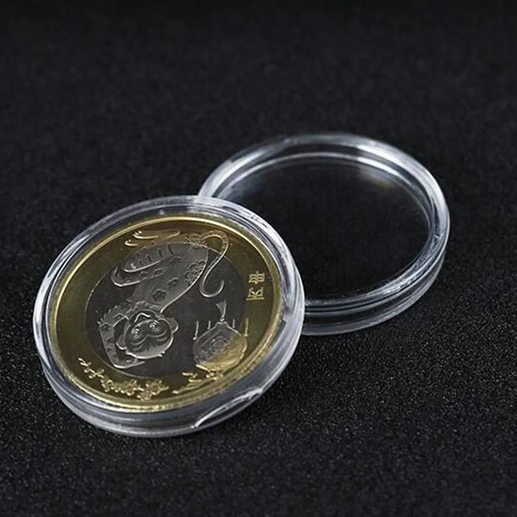 Clear Round Commemorative Coin Capsules Coin  Case Collect Box 16mm