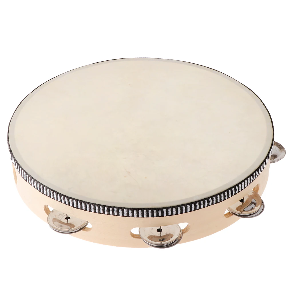 Wooden Musical Tambourine Beat Instrument Hand Drum Educational Toys 10inch