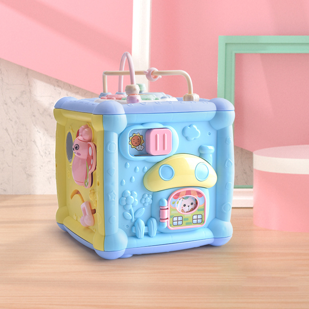 Baby Activity Cube Toddler Toys 7 in 1 Educational Shape Sorter Musical Toy Bead Maze Counting Discovery Toys For Kids Learning