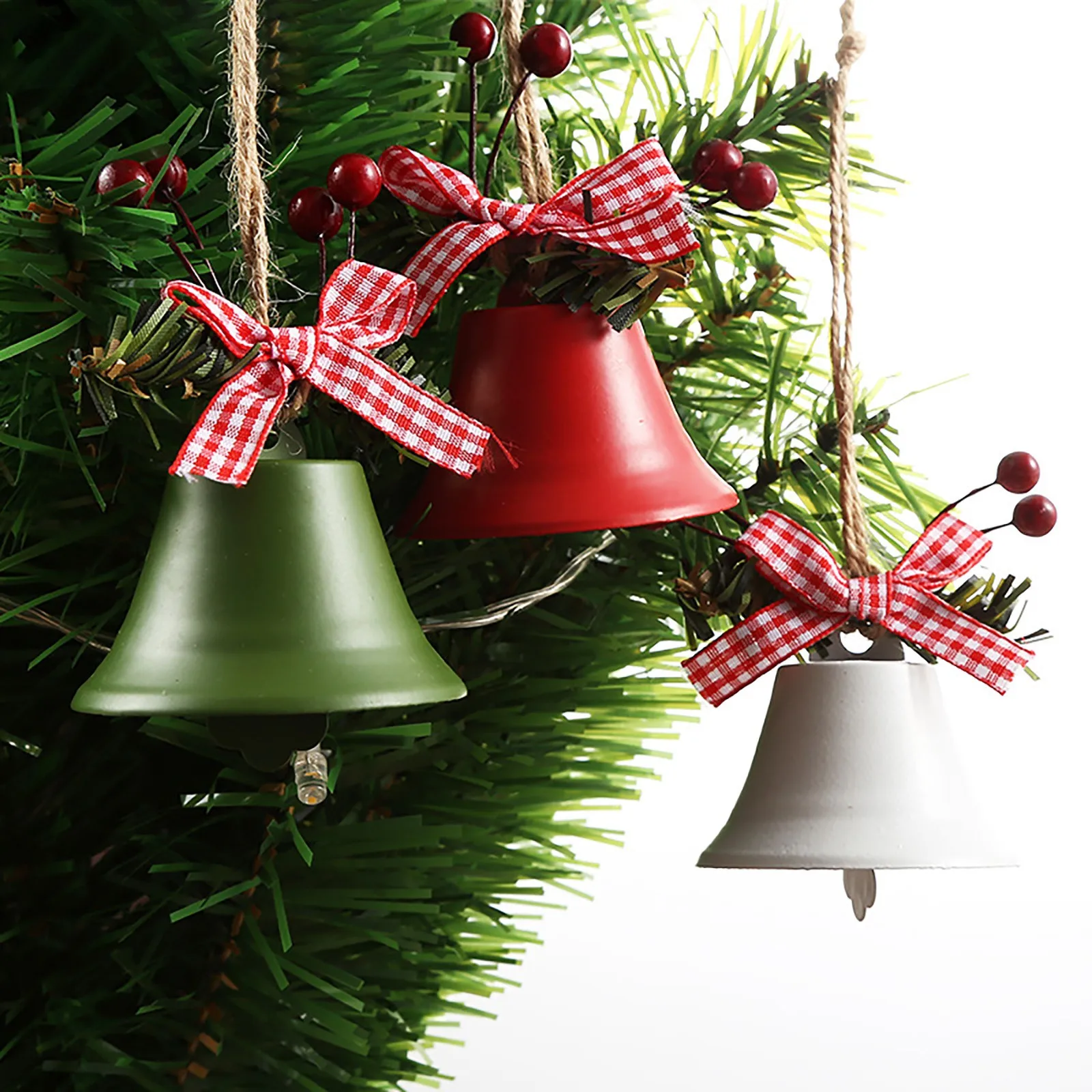 Aipaide 4 PCS Christmas Bell Hanging Decoration Christmas Bell Pendant with Bow-Knot Santa Claus Christmas Tree Elements for Christmas Tree Door Windows Fireplace Decorations