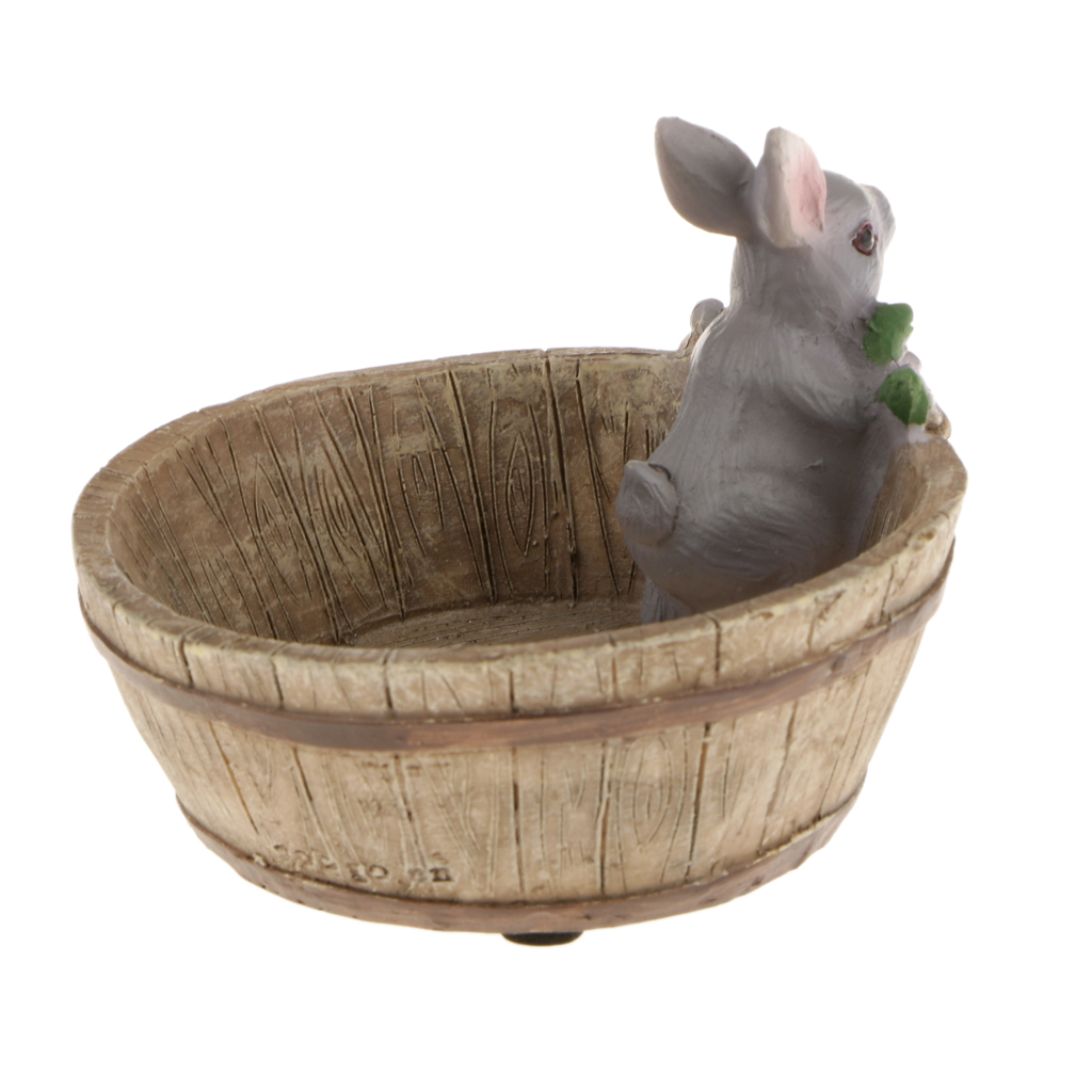 Decorative Bunny Rabbit Resin Flower Cactus Herbs Sedum Succulent Pot Planter Bonsai Trough Box Plant Bed Home Garden Pot Decor