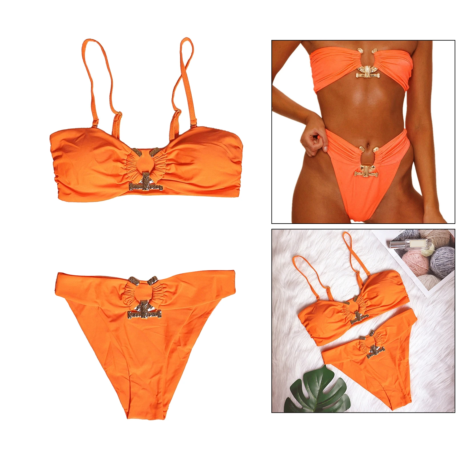 Sexy Womens Bikini Set Push Up Bras Padded Cup Bandeau Swimwear Two-Piece Suits Party Bathing Suit Swiming Pool Beachwear