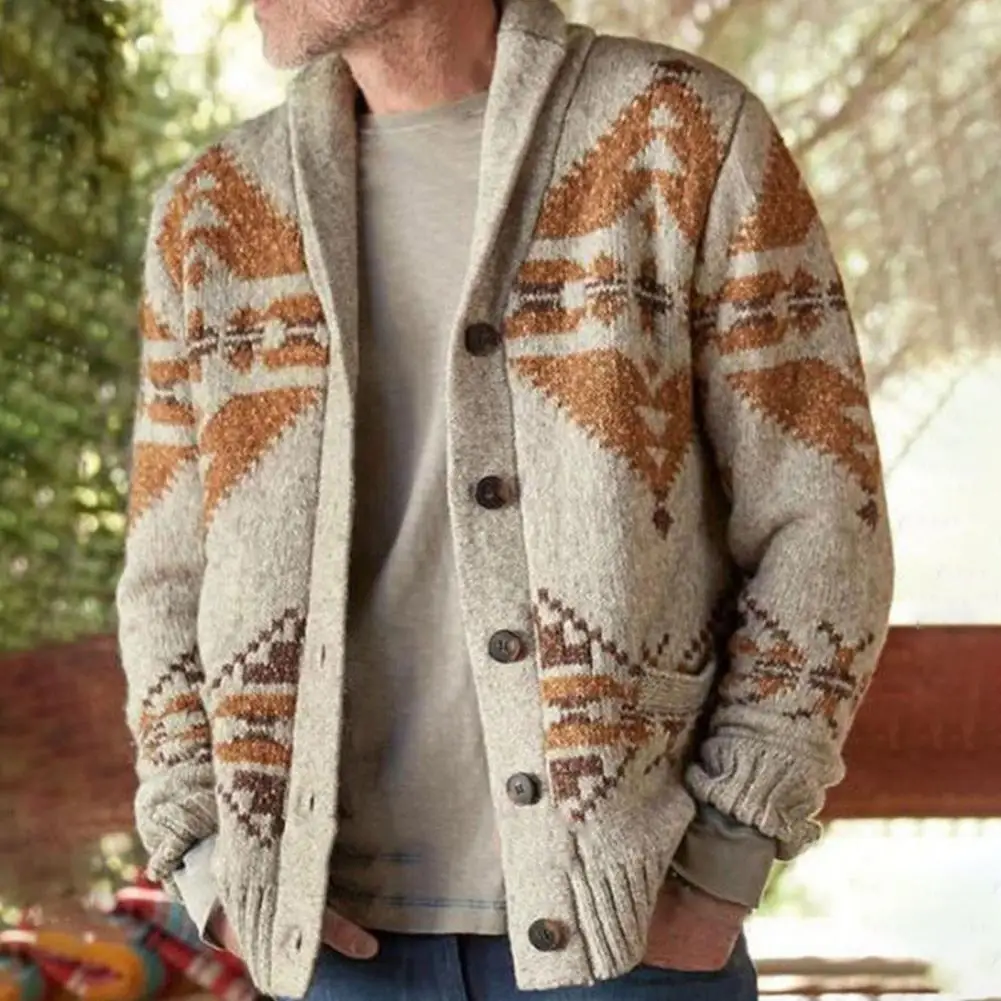Men's Knitted Cardigan Sweaters V Neck Long Sleeve Washable Non-shrink  Casual Long Sleeve Buttons Cardigan for Autumn Winter