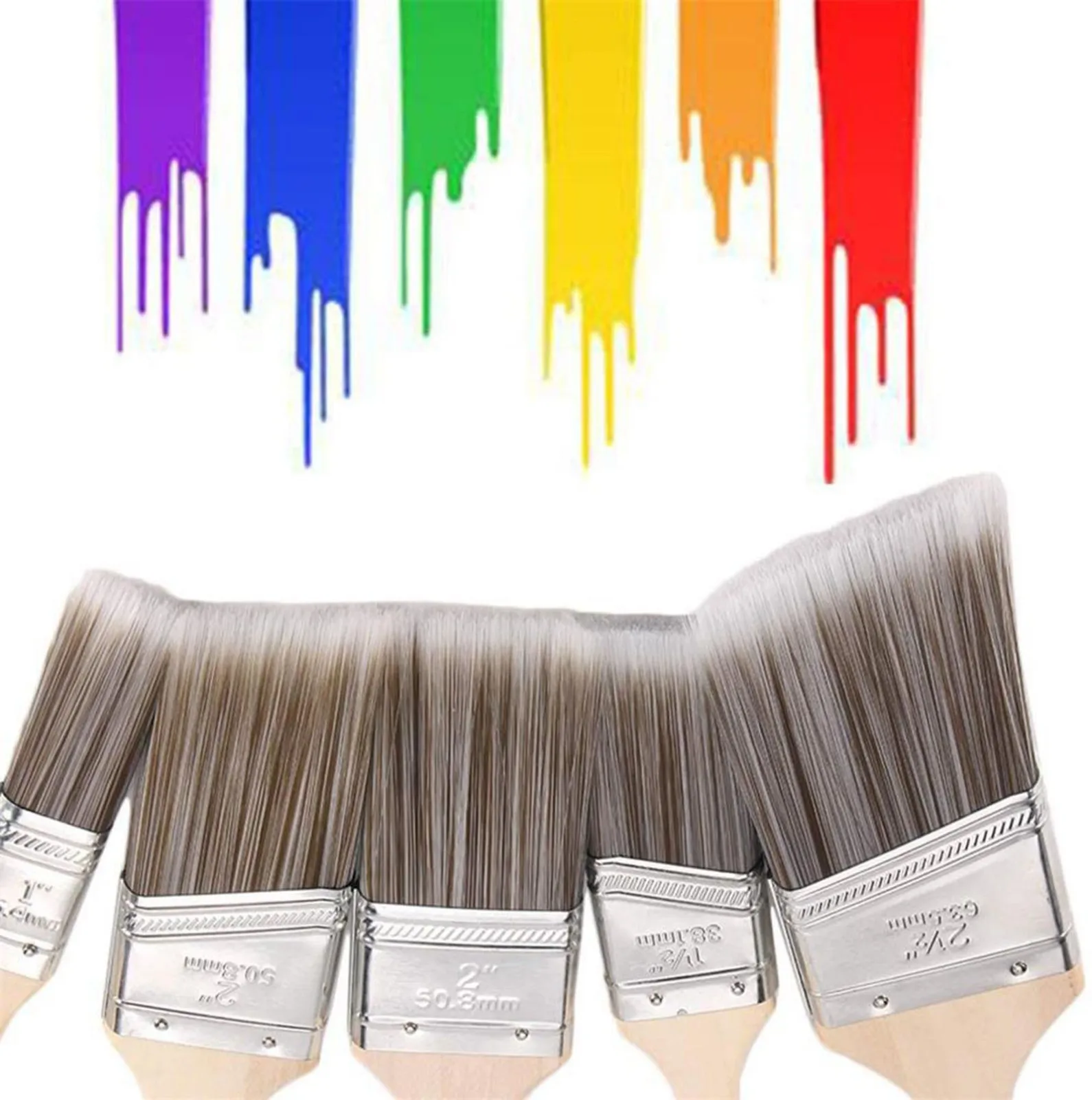 High Quality Nylon Paint Brush Different Size Wooden Handle Watercolor Brushes For Acrylic Oil Painting School Art Supplies small paint brushes