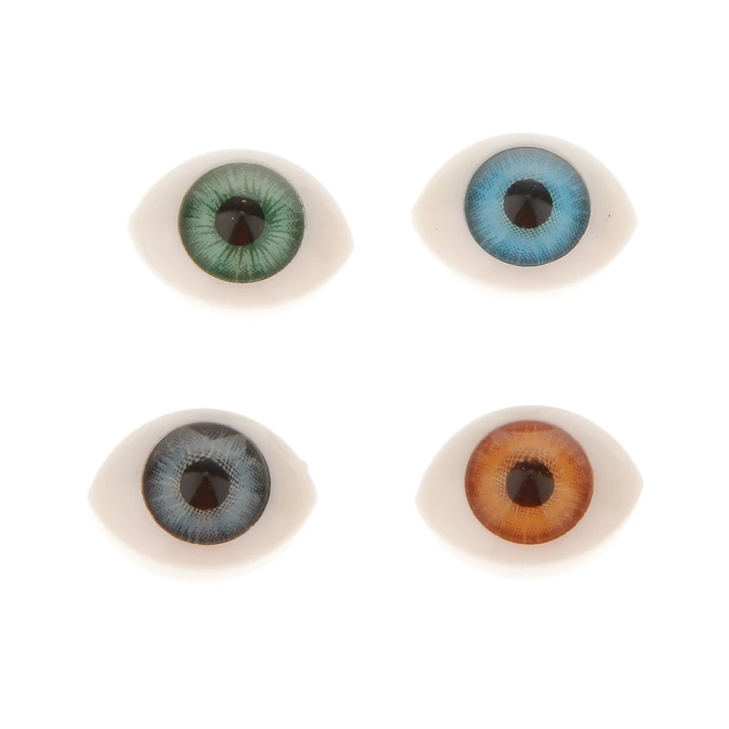 4 Pairs Oval Flat Back Plastic Eyes 5mm/6mm/7mm/8mm/9mm Iris for Porcelain or Reborn Dolls Making DIY Supplies