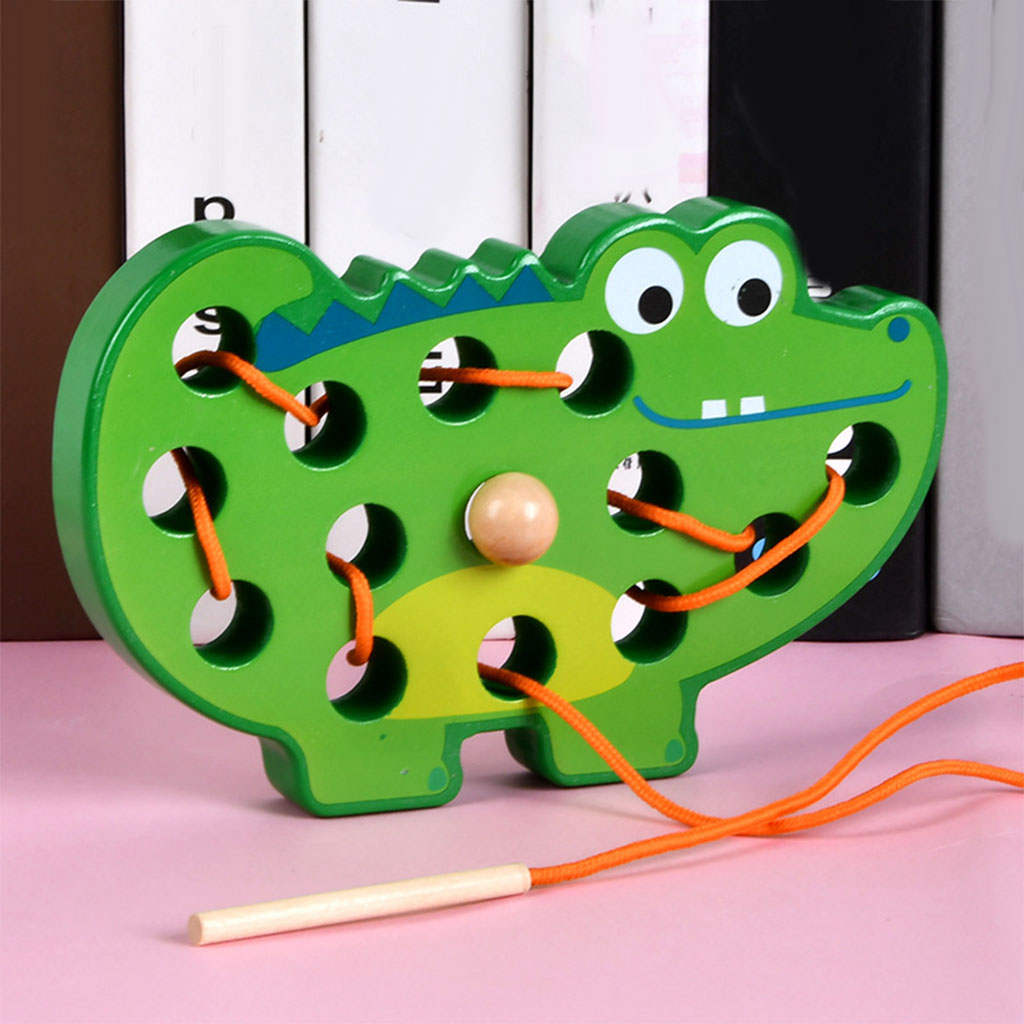 Wooden Puzzle Game Fine Color Durable Not Easy Fade Sewing Toys Lacing Mortise Toys for Practical Skills