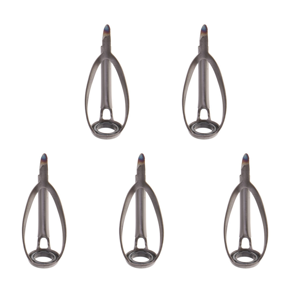 5pcs Gray Fishing Rod Tip Rings Pole Replacement Guides DIY Rod Building