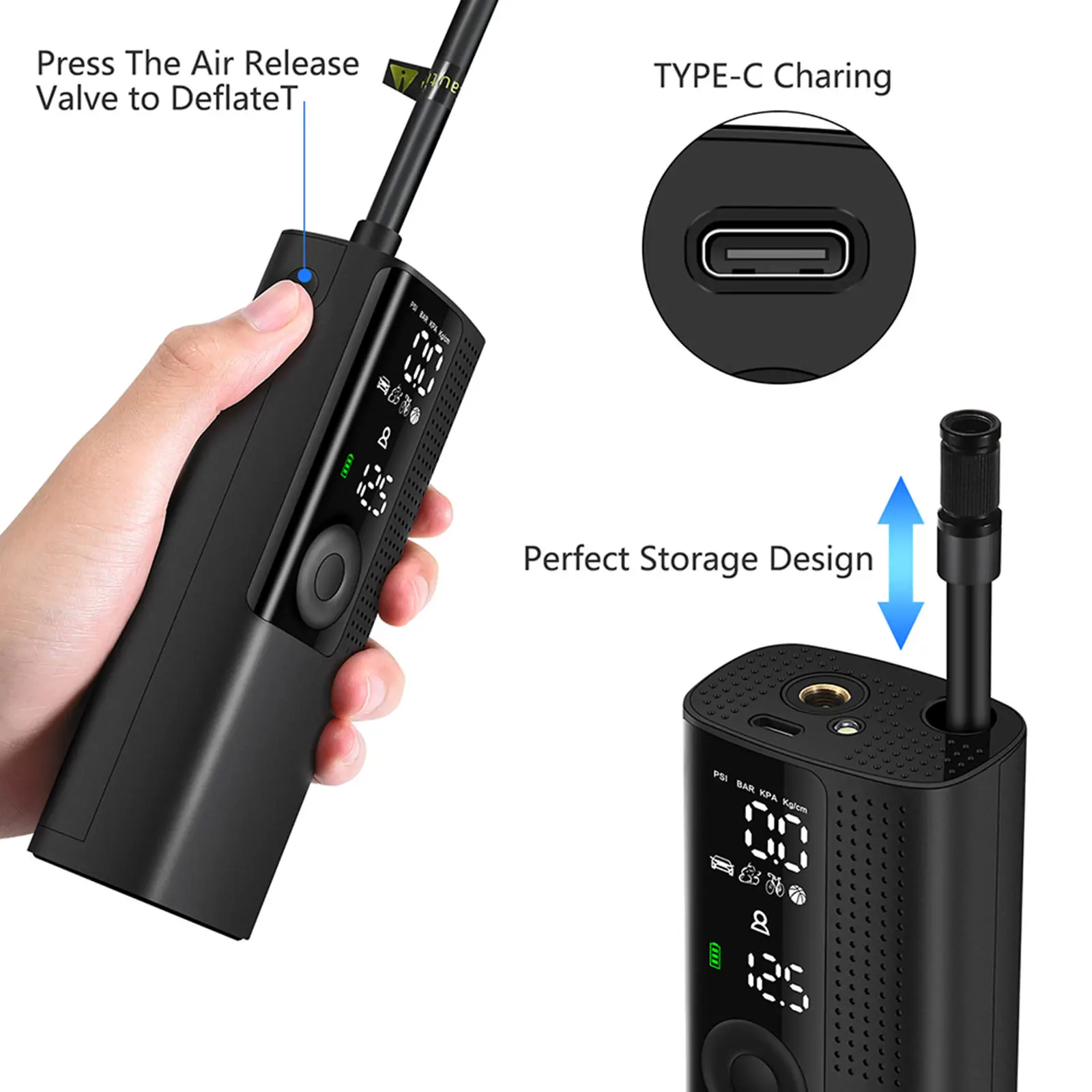 Portable Air Tire Filler Multifunctional Wireless Air Pump for