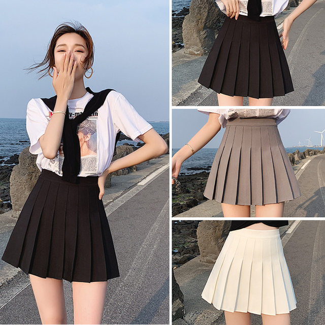 Fashion Girl Students School Uniform Mini Pleated Skirts Women Black High  Waist Japanese Style with Safety Pants Jk Short Skirts - AliExpress