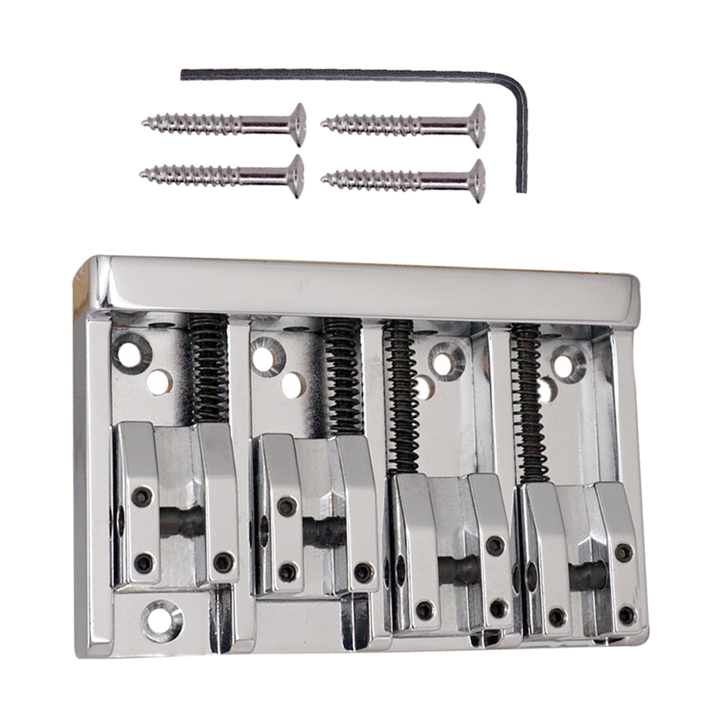 Iron DIY Roller Saddle Bridge Tailpieces Silver for 4 String Electric Bass