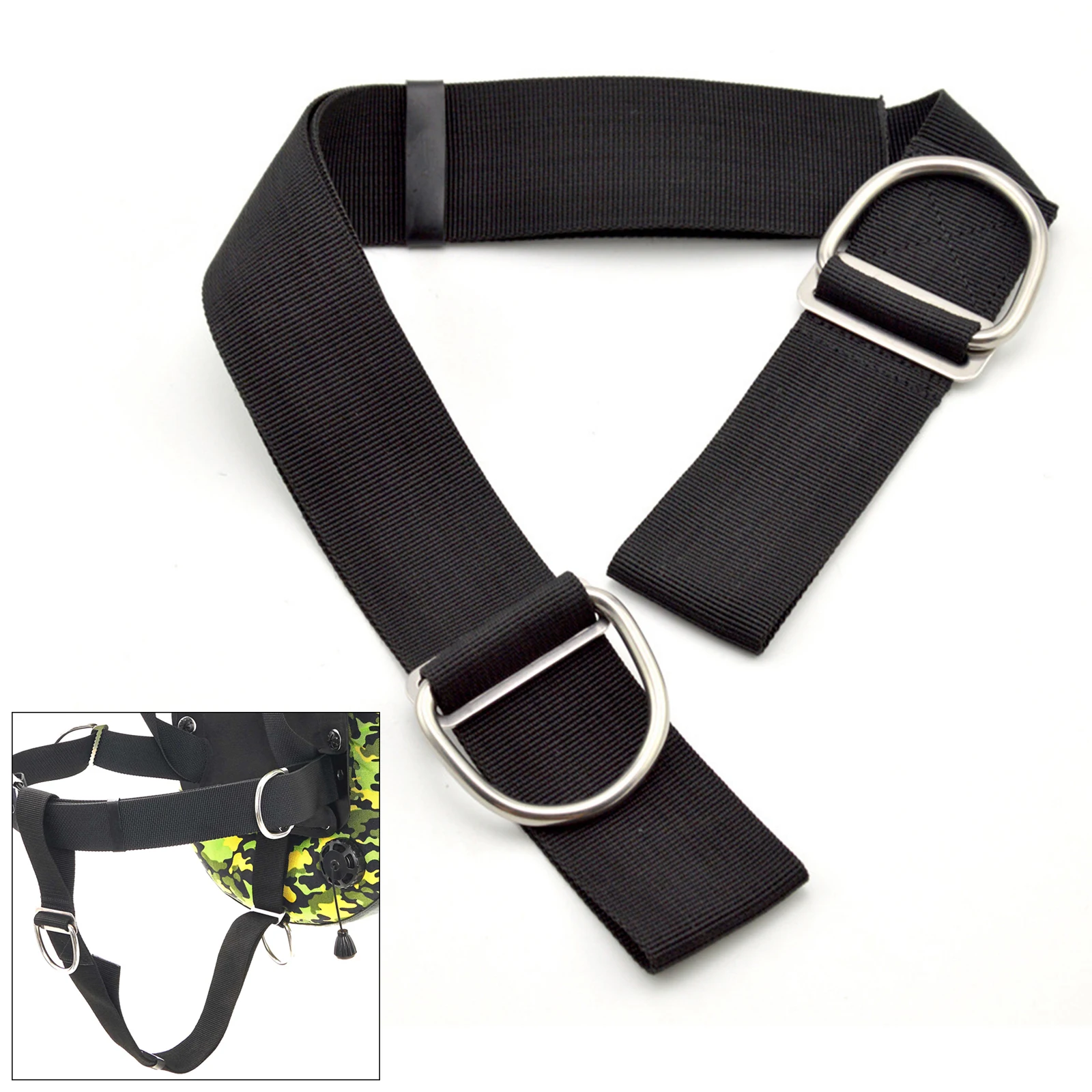 Adjustable Crotch Strap 50mm/2inch with D-ring Metal Loop For Tech Scuba Diving
