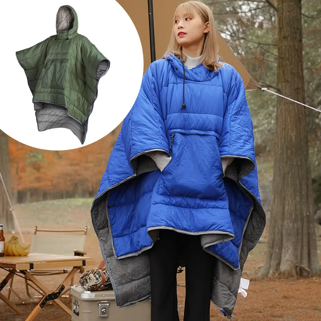 Portable Water-resistant Camping Sleeping bag Cloak Style Lazy Sleeping Bag Winter Poncho