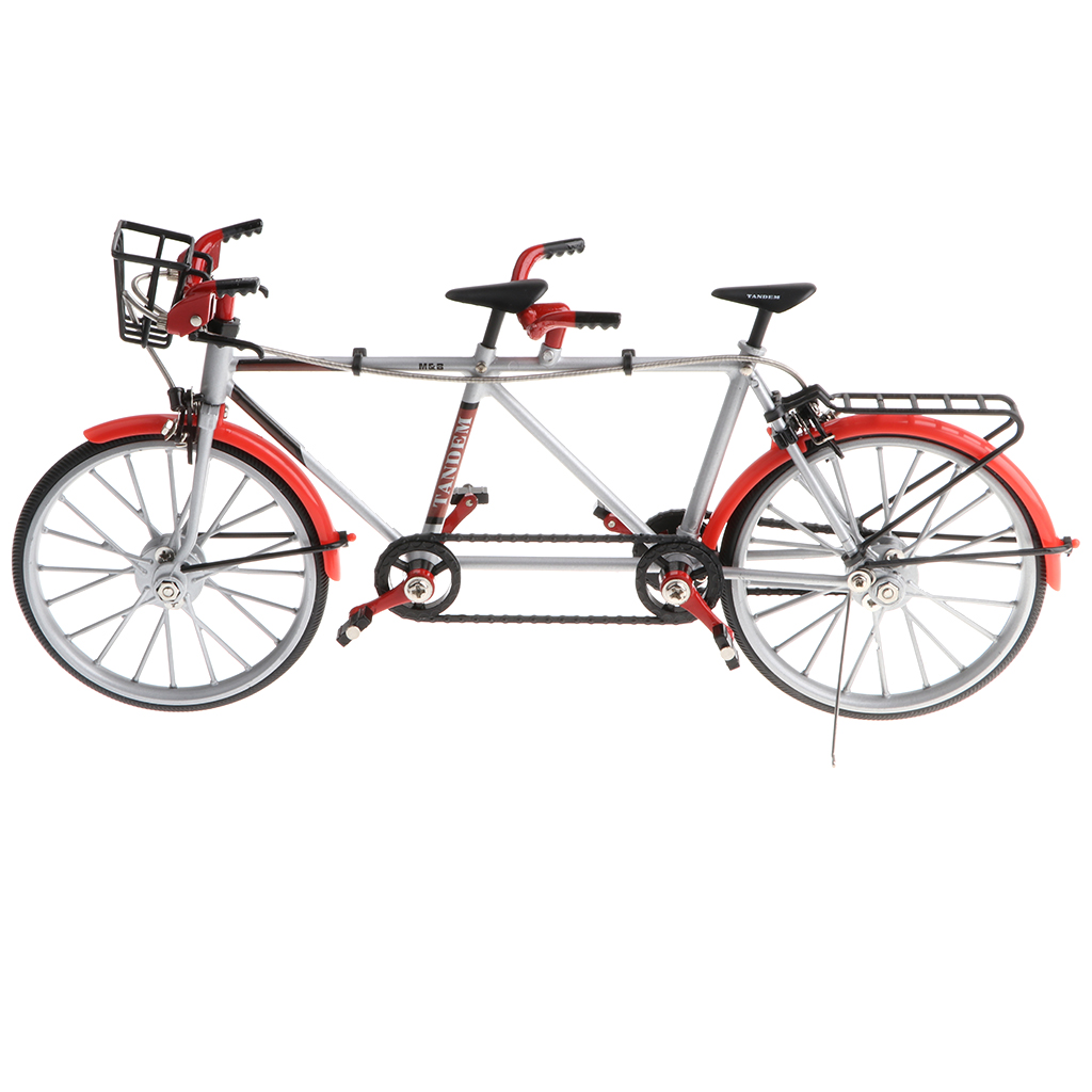 1/10th Racing Bike Tandem Model Alloy Simulated Road Bicycle Model Decoration Gift, Red