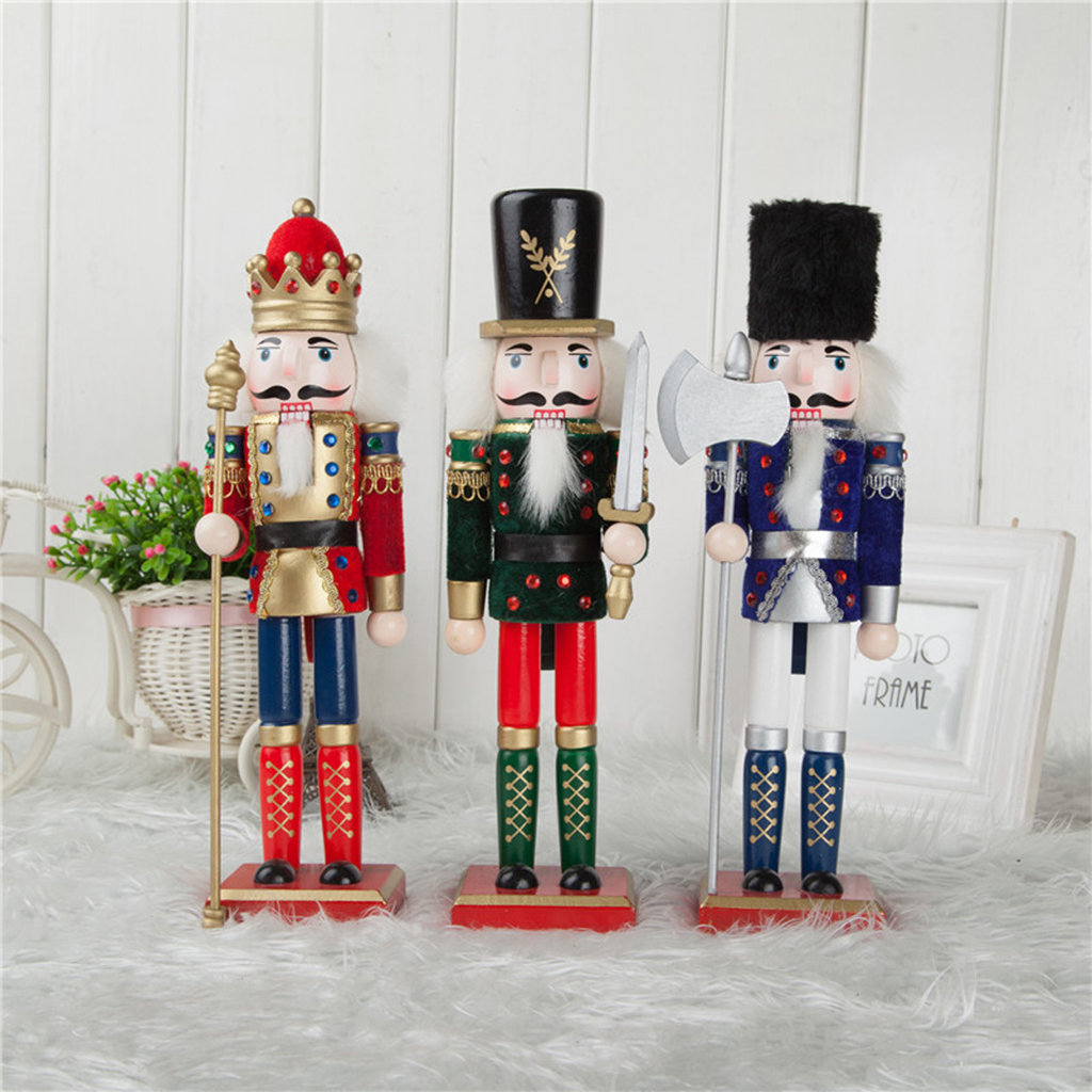 Red 30cm wooden nutcracker soldier figure puppet doll home decor toy