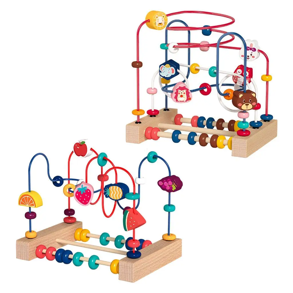 Kids Roller Coaster Circle Toys Activity Toy Colorful Abacus Beads Game Souptoys Circles Bead Wire Maze for 3+ Toddlers