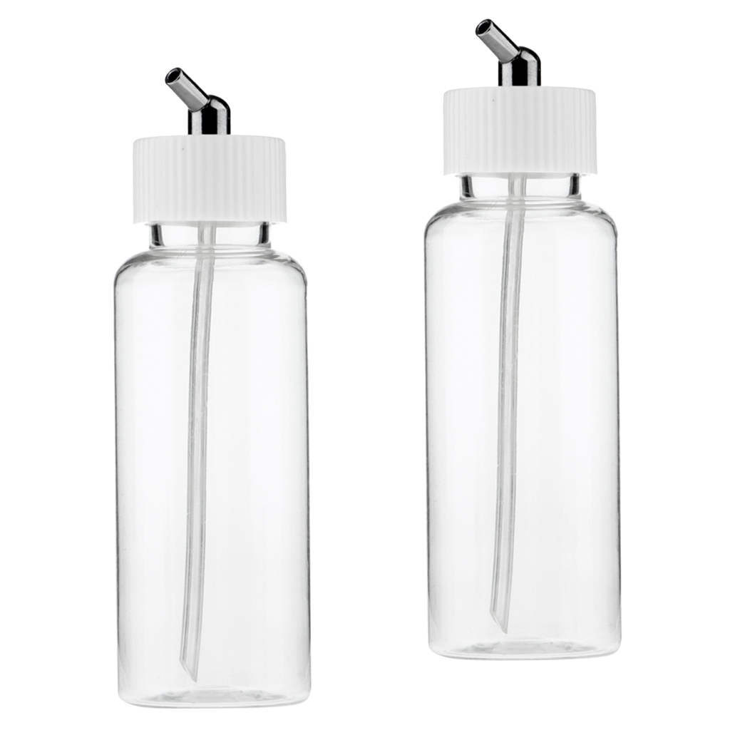 2x Airbrush Air Brush Glass Bottle /Lid /Adapter 22cc Siphon Feed Jar 2 Kind of Action