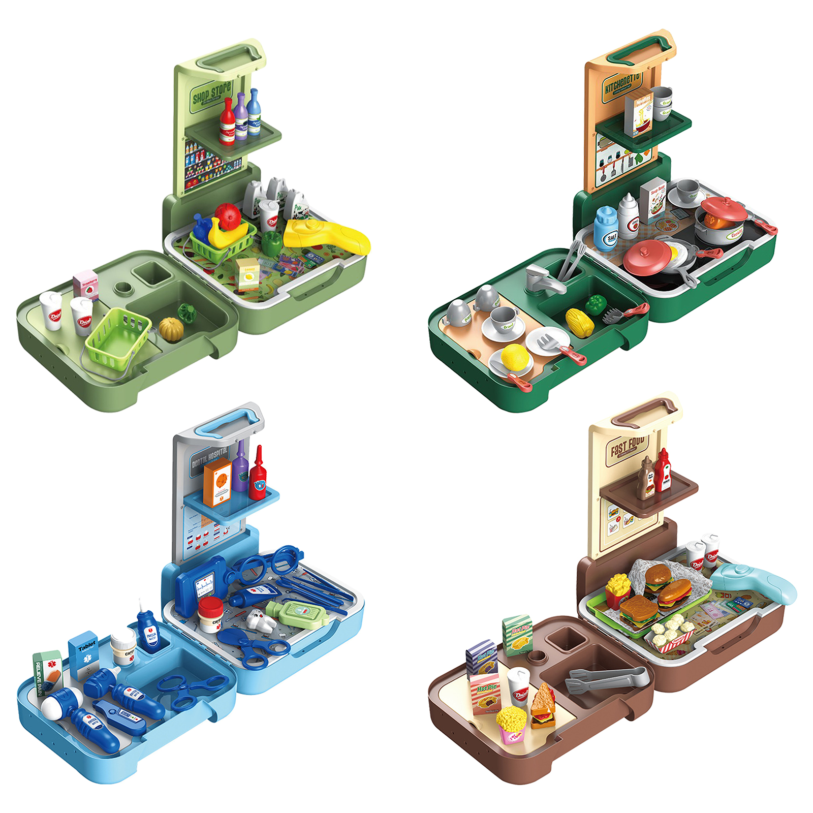 Pretend Play House Toys with Backpack Removable Doctor Kit for Kitchen Cooking Gift Kids