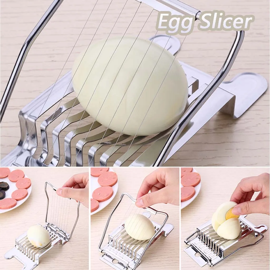 Egg Slicer Cutter Boiled Cut Kitchen Stainless Steel Pieces Mushroom Tool Gadget 