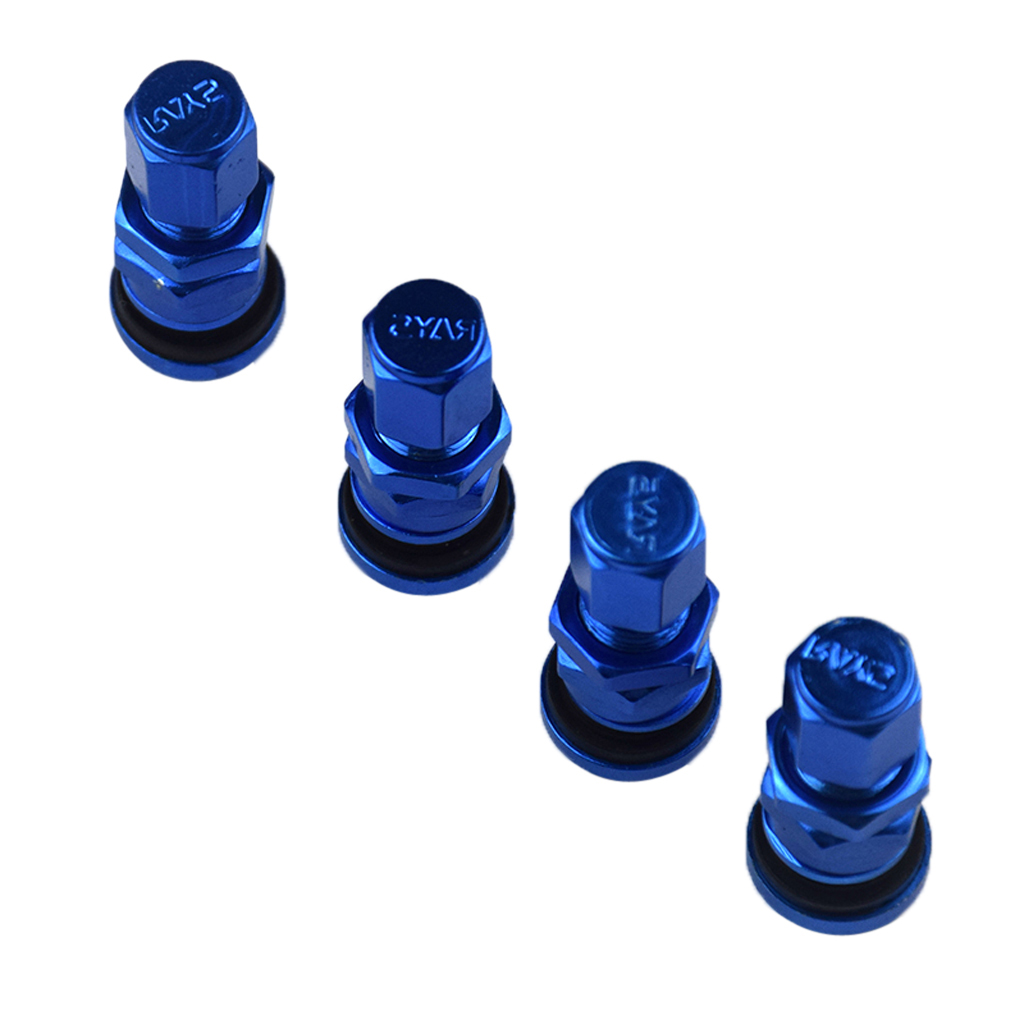 Blue Tubeless Adapter In Wheel Rim Tire Valve Stem  Cover 4 Pcs for Car