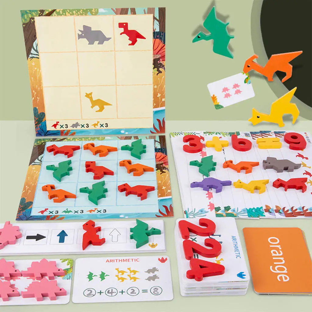 Dinosaur Mathematical Blocks Teaching Aids Math Toys for Preschool Kindergarten Ages 3+