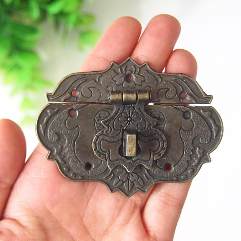 Loquet Vintage Antique Bronze - Moraillon Serrure Gaufré Avec Vis Pour Boîte à Bijoux, Armoire Ou Valise (5 Tailles)