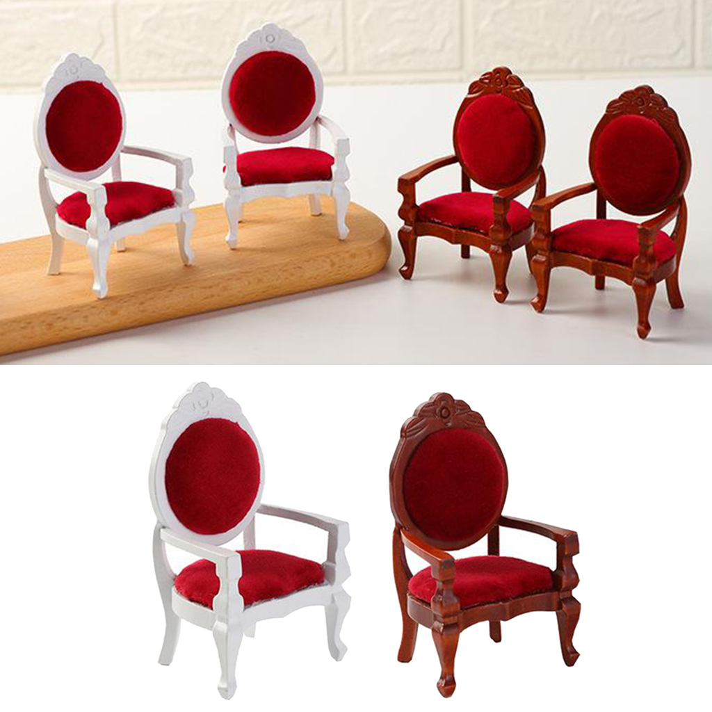 12th Dolls House Miniature Wooden Antique Chair Room Furnishings Model Toys