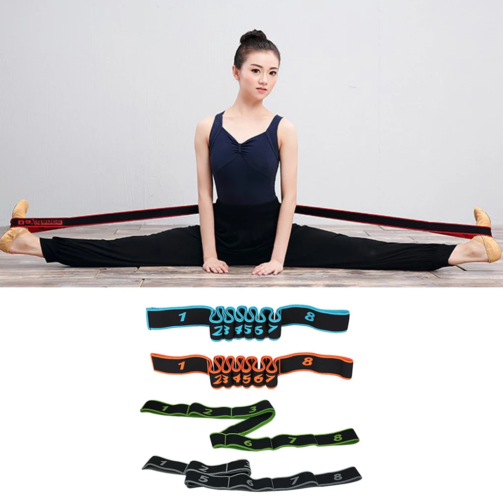 Durable Stretch Strap, 8 Loops Elastic Soft Fitness Warm Up Workout Stretching Band Strap for Yoga, Pilates, Dancing Training