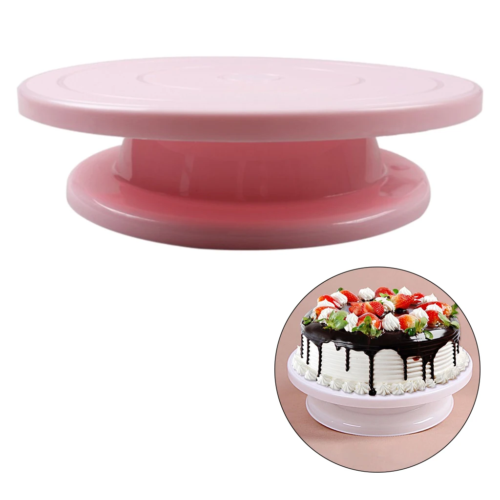 11' Rotating Cake Turntable White Cake Stand Spinner for Cake Decorations, Pastries, Cupcakes