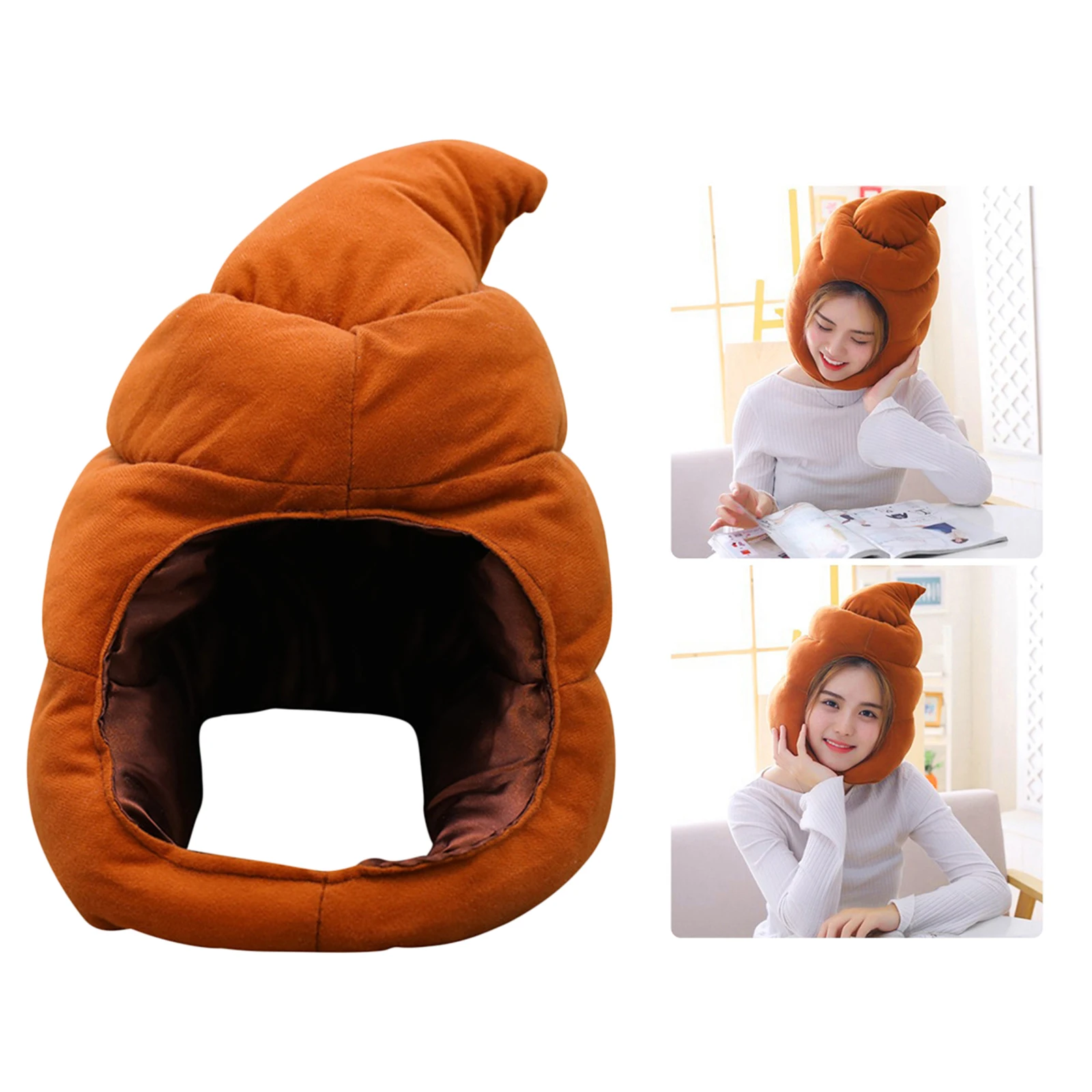 Cute Fake Poop Hat Beanie Cosplay Costume Halloween Plush Cap Photographing Props Accessories Stage Performance Head Bands