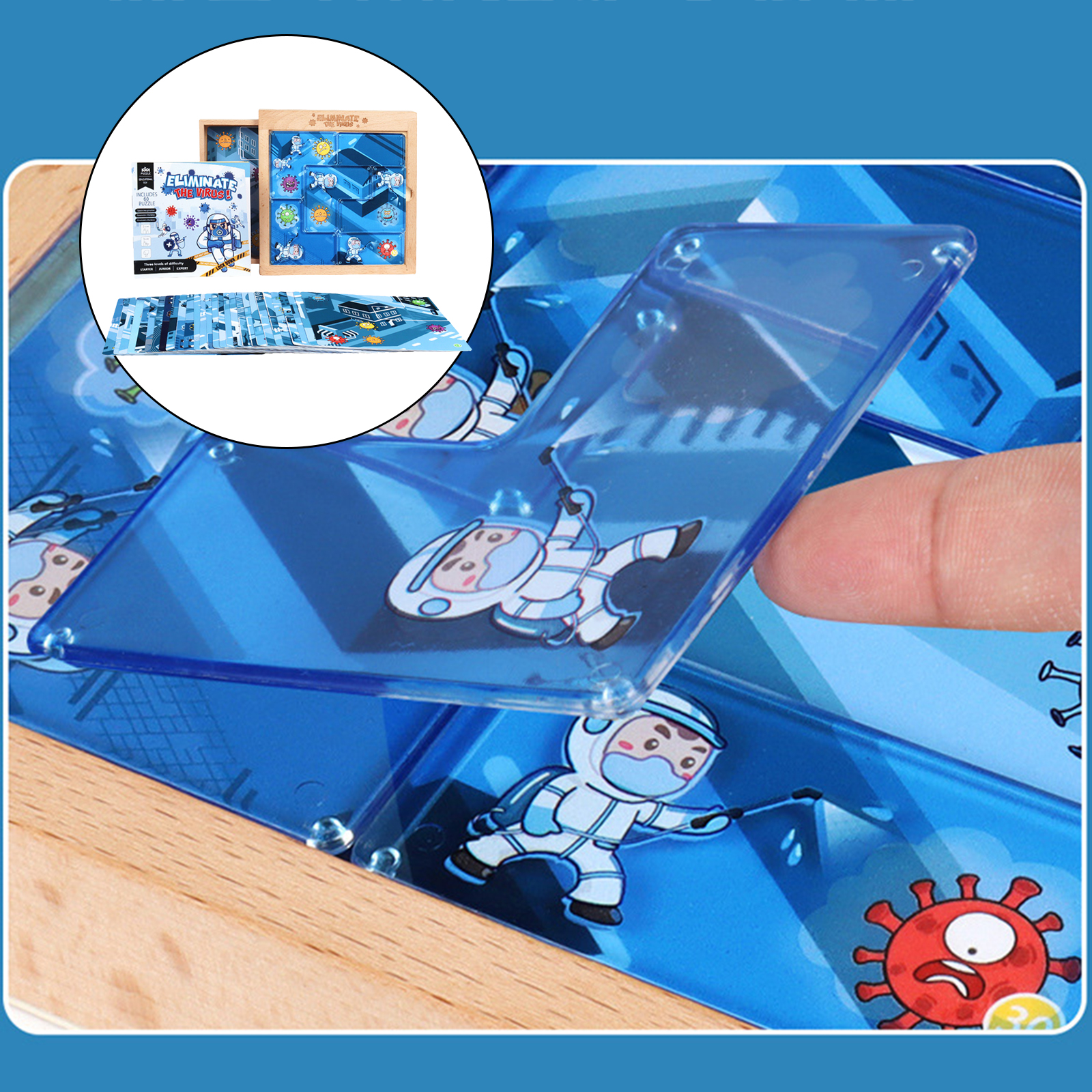 DIY Wood Acrylic Blocks 60 Cards Puzzles Educational Fun Catching Game Advanced Jigsaw Challenge Puzzles Toys Play Set