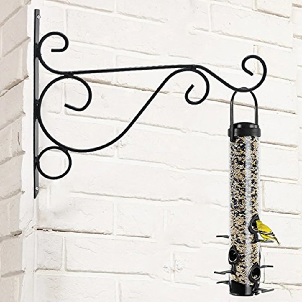 Iron Flower Pot Hanging Hook, Balcony Flower Pot Brackets Holder Box Stand Rack Railing Shelf Patio and Balcony Decor - Black