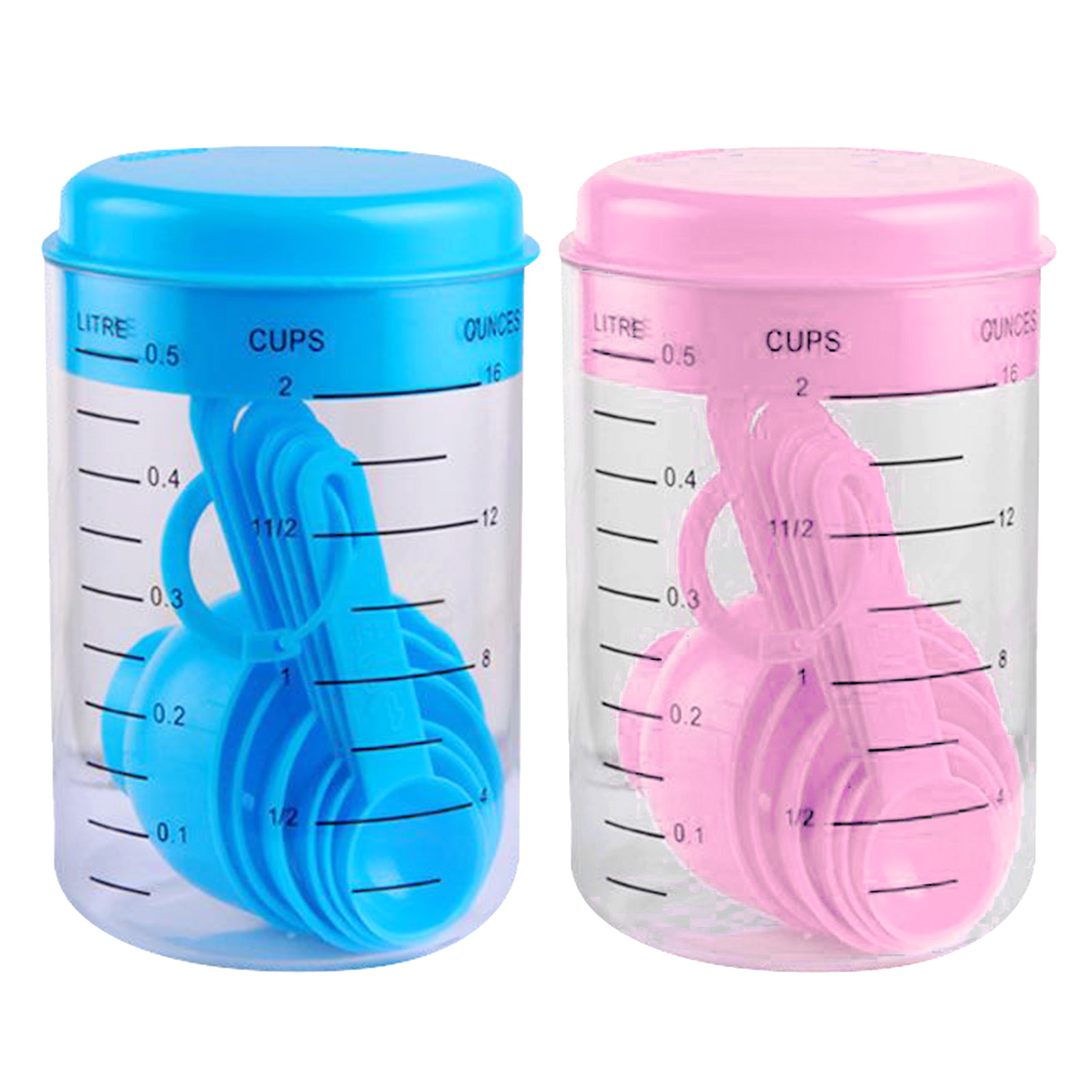 1Set Plastic Measuring Cup with 6 Spoons Set Kitchen Baking Accessory Safe to Use